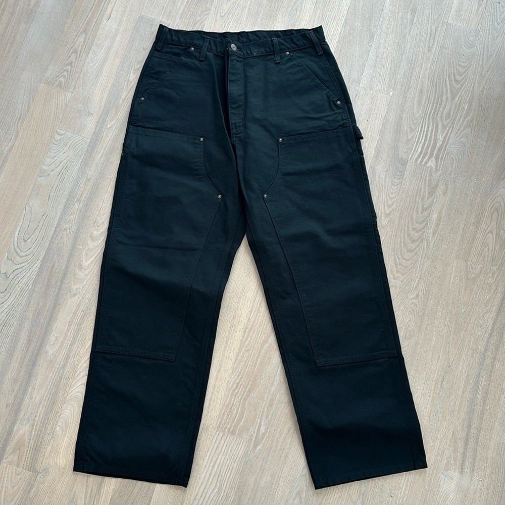 Carhartt Loose fit washed duck double front utility work pant, black, 35x30